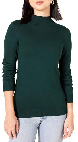 Amazon Essentials Damen Leichter Pullover mit Stehkragen (in Übergröße erhältlich), Tannengrün, M