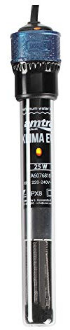 Amtra Klima Evo - Chauffage Automatique pour Aquariums Jusqu'à 25 L, Réglable des 18 à 34 desgrés, Tube des Quartz Incassable, avec Ventouses, Puissance 25W