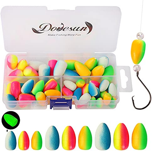 Dovesun Foam Floats Pompano Rigs Fishing Rig Floats Fly Fishing Floats Bright Color Bullet with Tackle Box 54PCS
