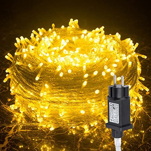 Sonnewelt Lichterkette 20M 200 LEDs,8 Modi mit Speicherfunktion,Strombetrieben mit Stecker,Warmweiß IP44 Wasserdicht Lichterketten für Hochzeit,Schlafzimmer