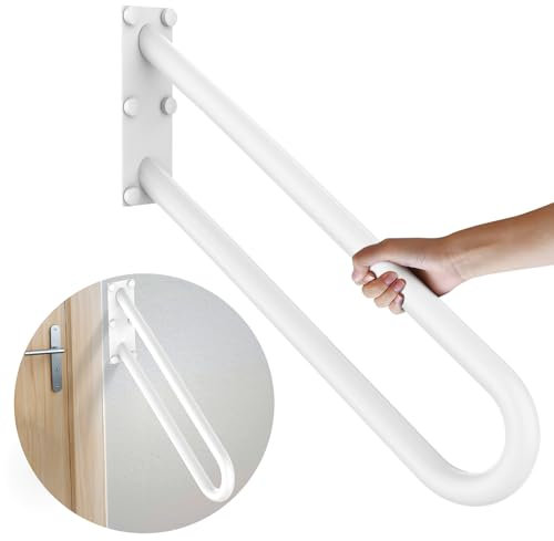 50.8 cm Edelstahl-Handlauf für 1–3 Stufen,3.2 cm Rohr, ZUEXT U-förmiges Ölgeriebenes weißes Sicherheits-Haltegriff für Treppen, Wandmontage, Innenbereich, Außentreppe Weg