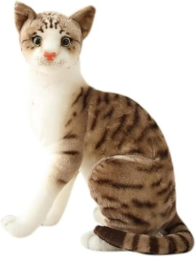 nonotse Toys Soft Toys Stofftiere Katze getigertes Stofftier Plüsch Realistisches Leben wie kleine Katzen Niedliches Plüschspielzeug für Haustier(Tabby-Katze, 35cm