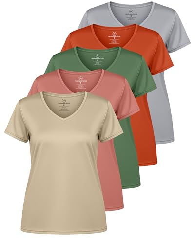 Real Essentials Women's Ladies Dry Fit V Neck T-Shirt (Pack of 12)
