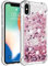 KBIKO-zxl Kompatibel mit iPhone XS Glitzer Hülle,Mädchen Glitzern Handyhülle,Paillette Flüssigkeit Clear Silikon Schutzhülle für iPhone X/iPhone XS.Rose Gold YBL