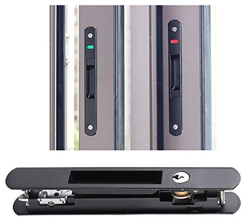 Yctze Serrure de Porte, Porte Coulissante Fenêtre Crochet Serrure Moderne Porte Mobile Simple Double Face Serrure Loquet pour la Maison