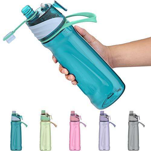 Healter Botella agua 950ml con spray Botella agua niños Botella de agua con vaporizador Botella agua gimnasio Botellas de agua para bicicletas Deporte Gimnasio Running(Azul)