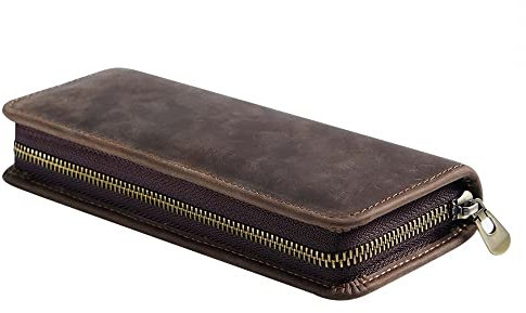 Federmäppchen Leder, Vintage Stiftetasche mit Reißverschluss Große Kapazität Federtaschen für Schule Arbeit Büro