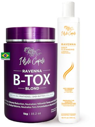 I Belli Capelli Ravenna Keratin Blonde Haarpflege Set - Haarpflege 1kg / 35.02oz + Anti Rückstände Shampoo 300ml / 10.1fl.oz - Haarpflege-Set und Clarifian Shampoo