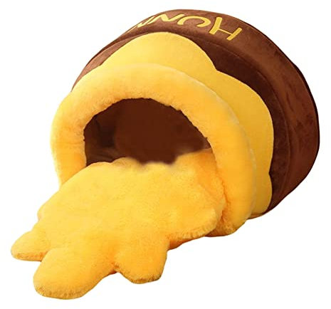 Honey Pot Haustierbett für Katzen, weiches Höhlen-Nest, mit Matte, Braun