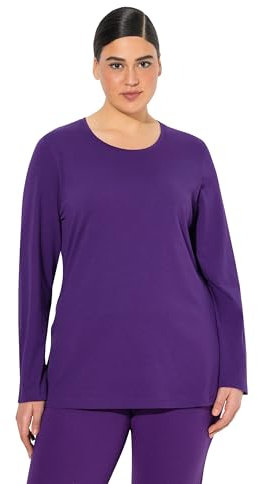 Ulla Popken Maglia Maglietta a Maniche Lunghe, Viola Profondo, 60-62 Donna