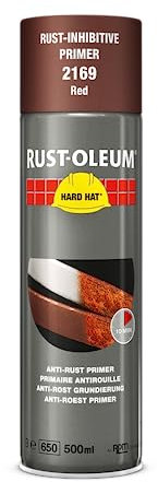 Rust-Oleum HARD HAT Anti-Rost Grundierung Spray - Schnelltrocknende Rostschutzgrundierung für neue, blanke oder rostige Stahloberflächen - 500ml (Rotbraun)