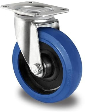 Lenkrolle 125 mm Elastik Gummi Rolle Blue Wheels