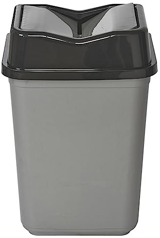 URBNLIVING 10L/20L/30L/50L Plastic Waste Management Recycling Bin Trash Can Dustbin with Butterfly Lid for Office, Kitchen and Bathroom (30L Black/Grey)