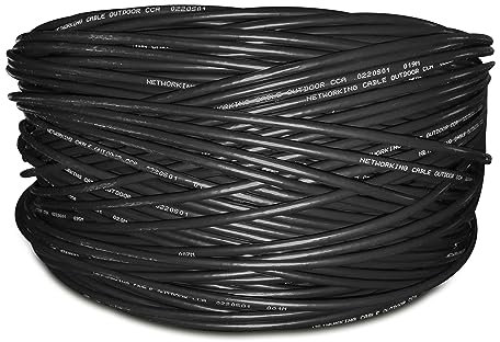 RosenetSys Budget Outdoor 'Tough' Cat5e-CCA UTP External Network Cable Coiled Reel BLACK Cat 5e (305m Budget CCA)