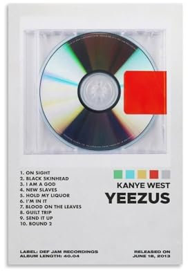Kanye Poster West Yeezus Album Cover Poster Country Pop Sänger Musik Poster für Zimmer Ästhetische Retro Leinwand Wandkunst Drucke Raumdekor 30 x 45 cm ungerahmt