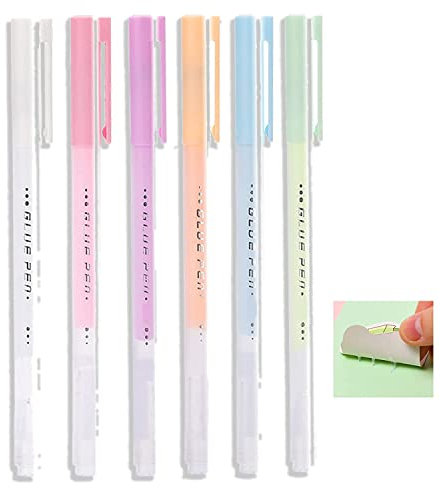 Pouway 6PCS Scrapbooking Glue Pen, Quick Dry Glue Pen for Scrapbook Multi-Color Adhesive Glue Pens Glue Pens for Crafting DIY Drawing Papercrafts (6 Colors)