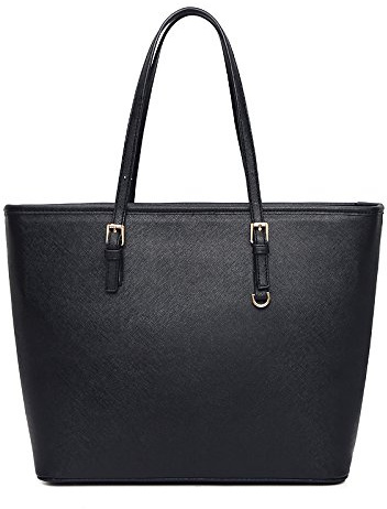 kiss me Handtasche Tragetasche für Damen, Laptoptaschen, weiches PU-Leder, Damen-Handtasche, Schultertasche, Obergriff, Tasche für Schule, Arbeit, Reisen, Schwarz (B), Einheitsgröße