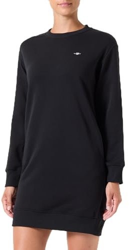 GANT Damen Shield C-Neck Sweat Dress Kleid, Black, L