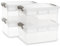 Citylife 4 Packs 16L Plastic Storage Boxes with Removable Tray Clear Plastic Box large Storage Box with Lid Stackable Storage Boxes for Organizing Bead, Tool, Sewing