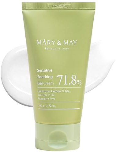Mary&May Sensitive Beruhigende Gel-Creme – Sofortige Kühlung und Rötungslinderung, porenstraffende Gesichtscreme mit Teebaum, beruhigend, feuchtigkeitsspendend & porenverfeinernd, vegane K-Beauty