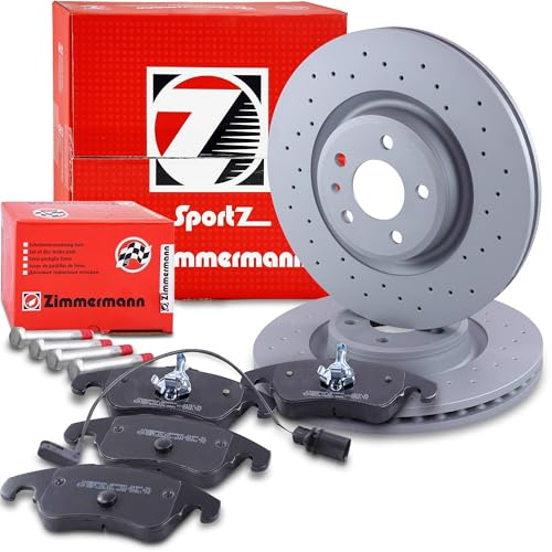 ZIMMERMANN Bremsenset Vorderachse inkl. Bremsscheiben Belüftet Ø 345 mm + Bremsbeläge vorne Kompatibel mit AUDI A6 C7 (4G2, 4GC), A6 C7 Avant (4G5, 4GD), A7 Sportback (4GA, 4GF), Q5 (8RB)