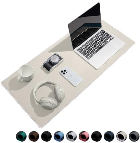 Reniteco Waterproof Large Gaming Mouse Pad with Durable Stitched Edges, Non-Slip Rubber Base, Smooth Surface Mouse Mat Desk Pad for Home Office Gaming, 27.5x11.8x0.08, Beige