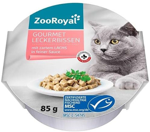 ZooRoyal Katzen Gourmet Leckerbissen Lachs in Sauce 12x85g Katzen Nassfutter Tiernahrung Doppelpack