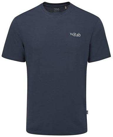 Rab Men's Crimp Logo Tee Short Sleeve Logo T-Shirt for Hiking, Trekking, & Everyday Use - Tempest Blue - Medium