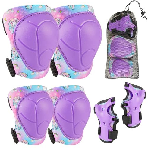 MHJY Knieschoner Kinder Protektoren Set 7 IN 1 Schoner Inliner Kinder, Einhorn Knie und Ellenbogenschützer Handgelenkschoner Für Inline Skates Rollschuhe Skateboard Fahrrad 3-8 Jahren