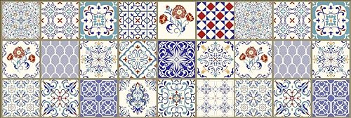 HUBDECO - Teppich - Küchenteppich - Badezimmerteppich - Badteppich - Küchenläufer - Teppich Läufer - Teppich Küche - PCV, Vinyl - rutschfest - Patchwork Mosaik - 78x234cm