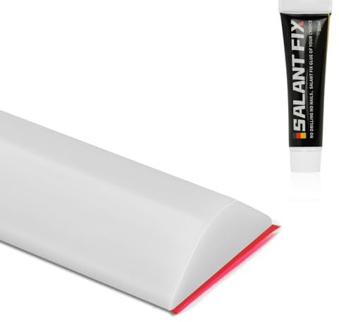flintronic 1 M Blanca Barrera de Ducha Y Sistema de Retención, Embellecedor Copete Encimera Cocina, Umbralducha Plegable, Umbral Plegable de Silicona para Platos de Ducha Con 20g de pegamento