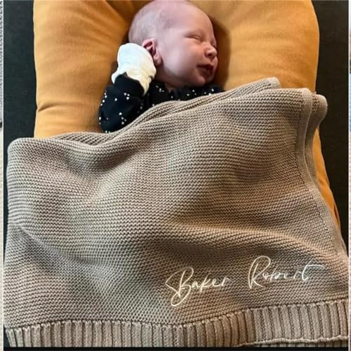 HERSTL Babydecke Mit Namen, Personalisierte Geschenke Baby, Babydecke Personalisiert, Personalisierte Babydecke, Personalisierte Decke, Baby Personalisierte Geschenke, Babydecke Sommer(Gamel)