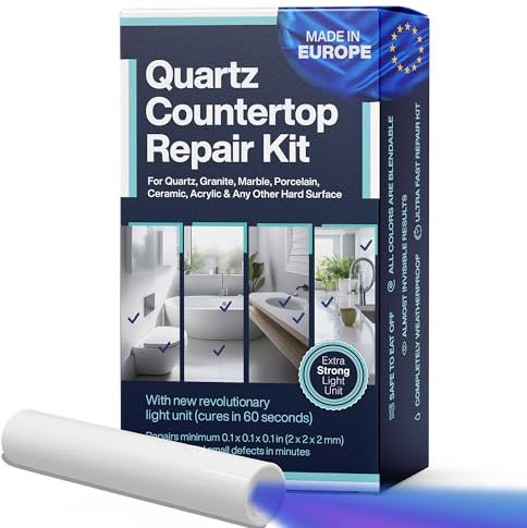 Nnrepair Quartz Countertop Repair Kit DIY (Clear, White Acrylic & Dark White Color) - Fix Your Defect Like a Pro I Suitable for Most Repairs I Fix Broken Chips in Minutes