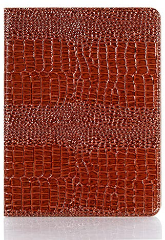 DMaos Étui à rabat en cuir synthétique de crocodile avec porte-stylo pour cartes, mise en veille automatique pour iPad Pro-7 11 2024 pour femme, marron