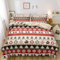 Gezu Parure de lit de Noël, 220 x 24 cm, pour fille, garçon, beige, vert, rouge, motif à carreaux, flocons de neige, Père Noël, 1 housse de couette et 2 taies d'oreiller 80 x 80 cm
