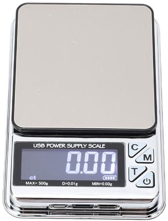 Digitale Milligramm-Waage, 500 G, 0,01 G, 7 Einheiten, USB-Lade-Taschen-Schmuckwaage, Goldene Nachladewaage für Lebensmittel, Pulver, Medizin