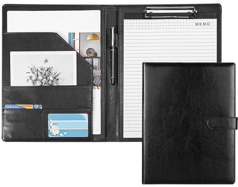 GOEDCH Porte Documents A4: Chemise Porte-bloc avec Organiseur Multi-poches, Porte-bloc Conférencier DIN A4 avec Porte Stylo, Rabat et Fermeture Magnétique pour Bureau Conférence Réunion et Travail