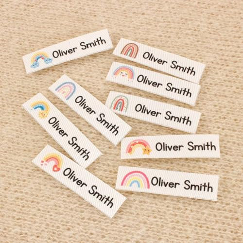 Etiquetas personalizadas para planchar para ropa, etiquetas de ropa personalizadas para planchar, etiquetas de nombre personalizadas (80 unidades, 10 x 40 mm)