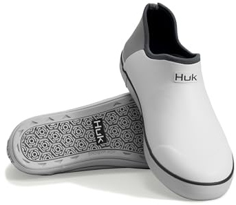 HUK - Mens Rogue Wave Waterproof Fishing & Outdoor Shoes for Men, Neoprene Lining, Non-Marking Rubber Outsole, Superior Traction, Comfortable EVA Footbed, White, 12