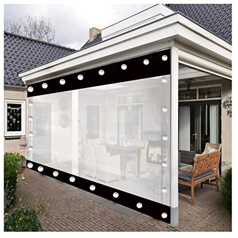 Clear Vinyl Outdoor Curtains with Grommets Customizable Waterproof Thermal Insulated Panels for Pergola Porch Gazebo and Garden 5.6x2.5m
