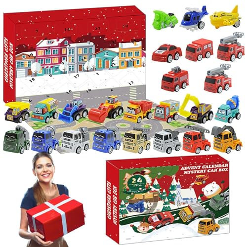 Weihnachts-Countdown-Autos – Adventskalender Für Kinder, Adventskalender Fahrzeuge | 24 Stück LKW-Auto-Technik-Fahrzeug-Adventskalender, Strumpffüller, Neujahrsspaß Für Und Mädchen