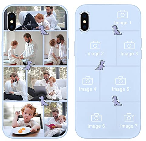 ZhuoFan Cover Personalizzata per iPhone XS Max 6,5, Personalizzato Custodia con Foto Immagine Custom Case, Aesthetic Lilla Silicone Antiurto Personalizzabili Custodie per iPhone XS Max