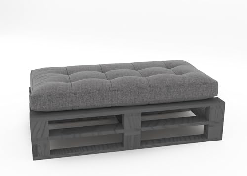 Lermowood Palettenmöbel Mpe Hocker 120 x 60 cm Grau | Europaletten Indoor und Outdoor Lounge Gartenmöbel Holz Gartenmöbel Set Lounge Möbel Terrasse Balkon Loft Stil Paletten
