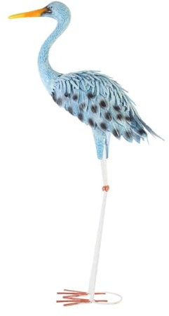 MagiDeal Blaue Reiher-Statue, Metall, Heimdekoration, Gartendekoration, Tierskulptur für Terrasse, Hof, Bauernhaus, Büro, drinnen und draußen