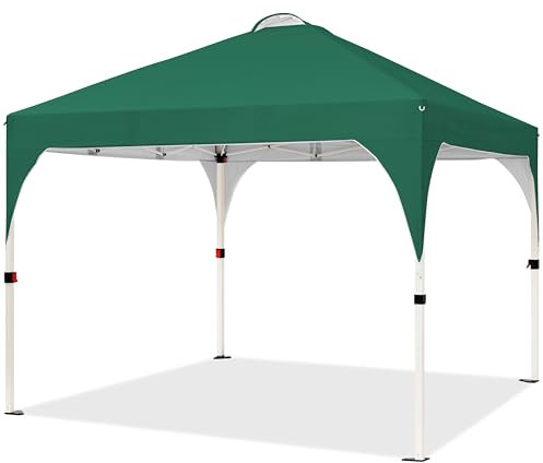 Yaheetech Faltpavillon 3x3m Pop Up Pavillon Gartenpavillon, Stabil Höhenverstellbar Wasserdicht Sonnenschutz, mit Entlüftung Rolltragetasche, für Outdoor Markt Garten Hof, Dunkelgrün