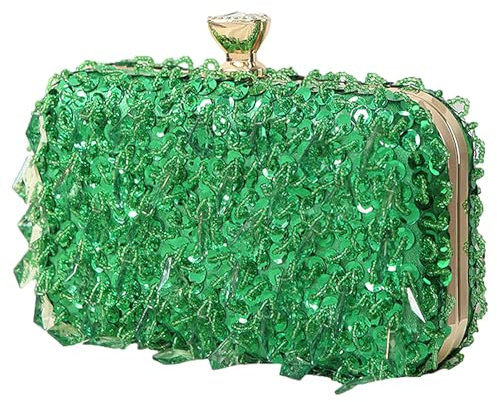 Jamron Mujer Brillante Cristal Lentejuelas Bolso de Mano de Cuentas Bolso Clutch SN071291 Verde