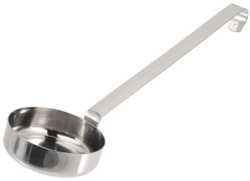 Happyyami Stainless Steel Ladle Spoon Long Handle for Sauce Serving Baking Measuring Scoop Kitchen Stir Spoon Soup Flat Ladle Pizza Sauce Use