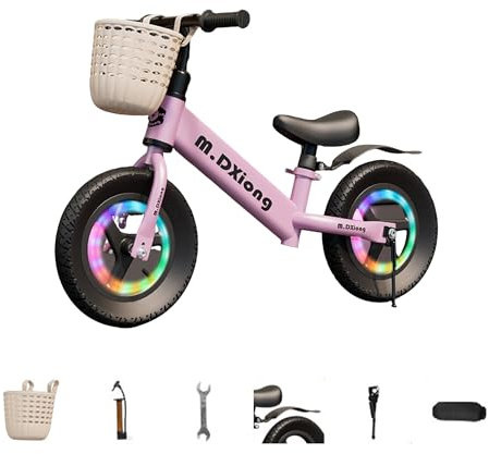 UUE Laufrad ab 2 Jahre bis zu 70 kg, 12 Zoll Räder Balance Bike, Licht Lauflernrad, Lenkrad und Sattel höhenverstellbar Kinderfahrrad, 2-6 Jahre Geschenk Fahrrad Jungs und Mädchen