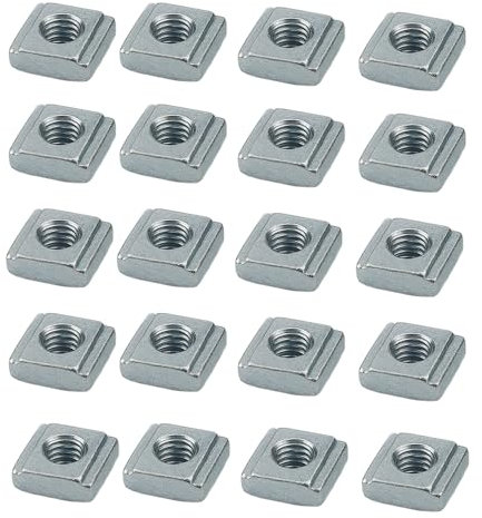 20x Nutensteine Nut 6 mit M5 Gewinde – kompatibel mit Aluprofil 20x20 (Typ B) – T-Nutensteine für B-Typ Aluminiumprofile 20 Serie – Nutmutter aus Kohlenstoffstahl – einfache Montage
