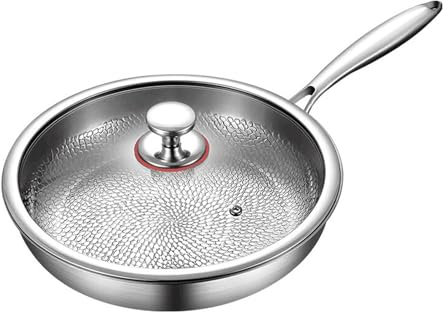 Titanium Pan with Lid, Titanium Hammered Pan Pro, Non-Stick, Fast and Even Heating, Compatible with All Cooktops (28cm/11.02in)